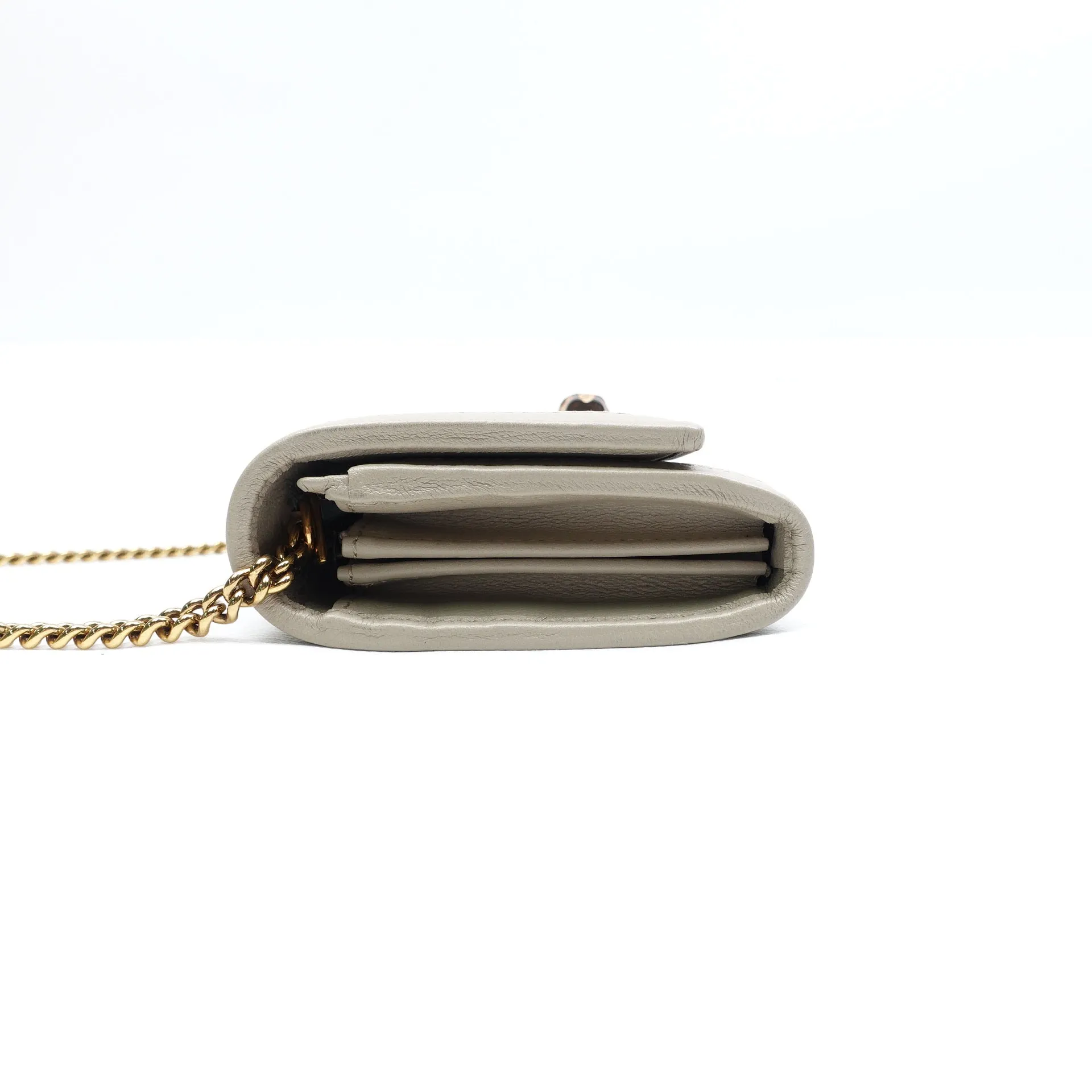 PRE-OWNED GG Wonka Grain Calfskin Diana Chain Wallet