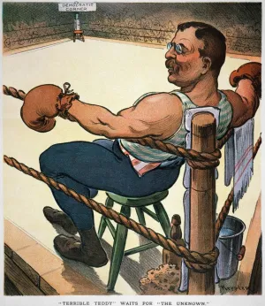 President Nomination 1904 NTerrible Teddy Waits For The Unknown Theodore Roosevelt Confidently Awaits The Democratic Nominee For The Presidency In 1904 Cartoon By Joseph Keppler Jr Poster Print by (2
