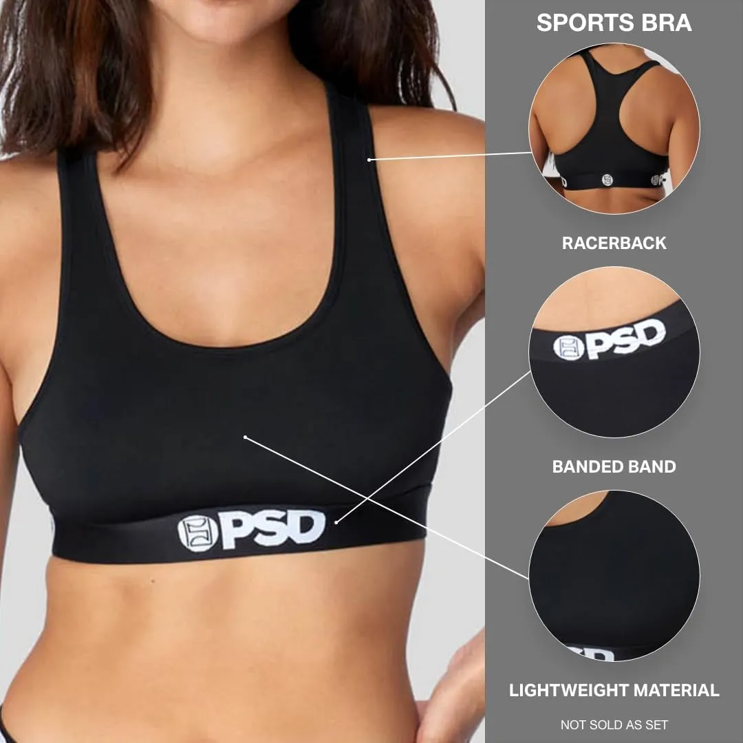 PSD Women's Playboy Sports Bra - Racerback Sports Bras for Women with Breathable Microfiber Fabric