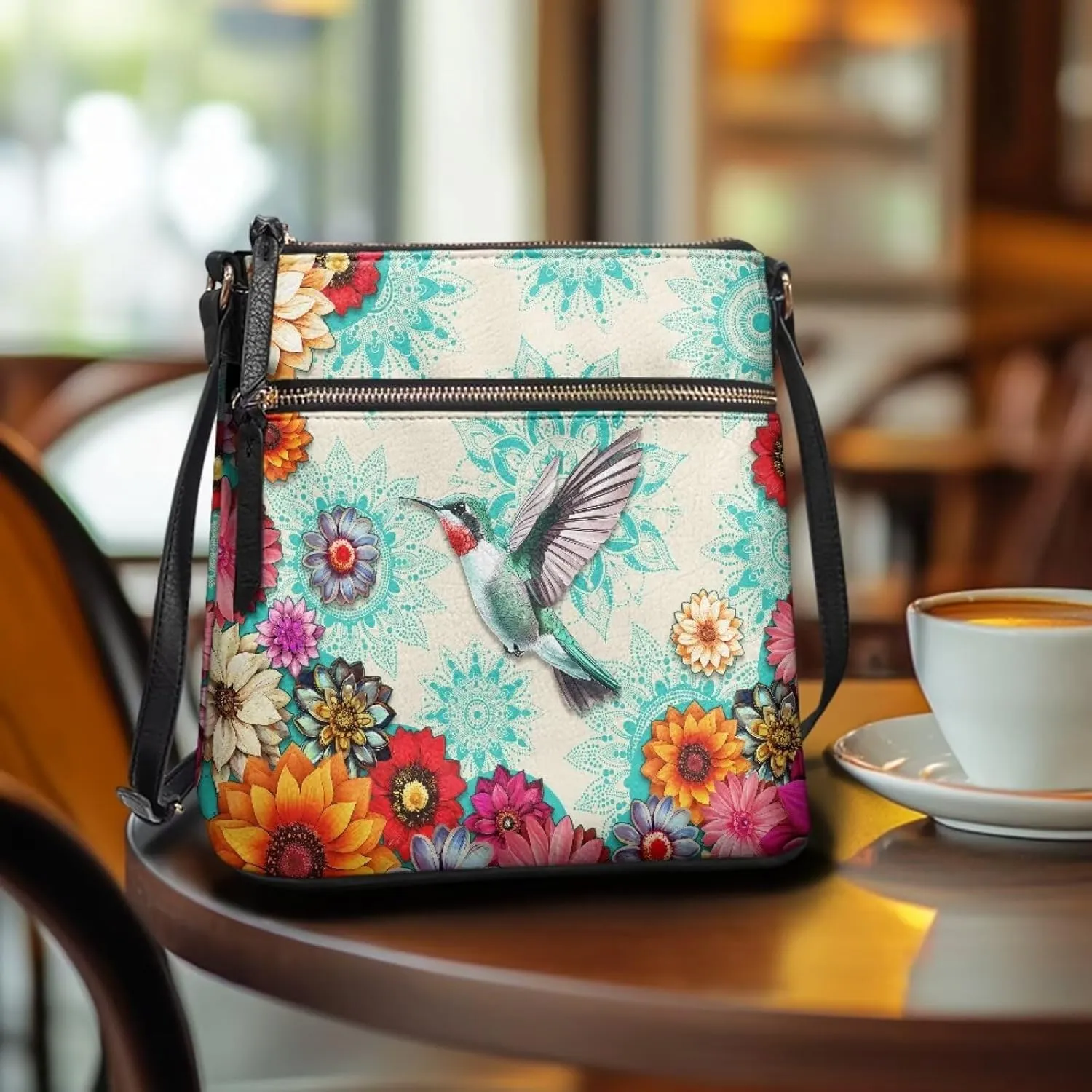 PU Crossbody Bags for Women Large Multiple Pockets Bag Fashion Sling Hobo Bag with Zipper for Working Shopping