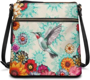 PU Crossbody Bags for Women Large Multiple Pockets Bag Fashion Sling Hobo Bag with Zipper for Working Shopping