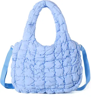 Puffer Tote Bag for Women Quilted Tote Bag Crossbody Carryall Bag Soft Puffy Hobo Handbag Puff Purse