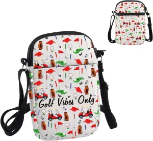 PWHAOO Golf Lover Gift Golf Vibes Only Crossbody Bag Golf Team Travel Bag Golf Player Gift