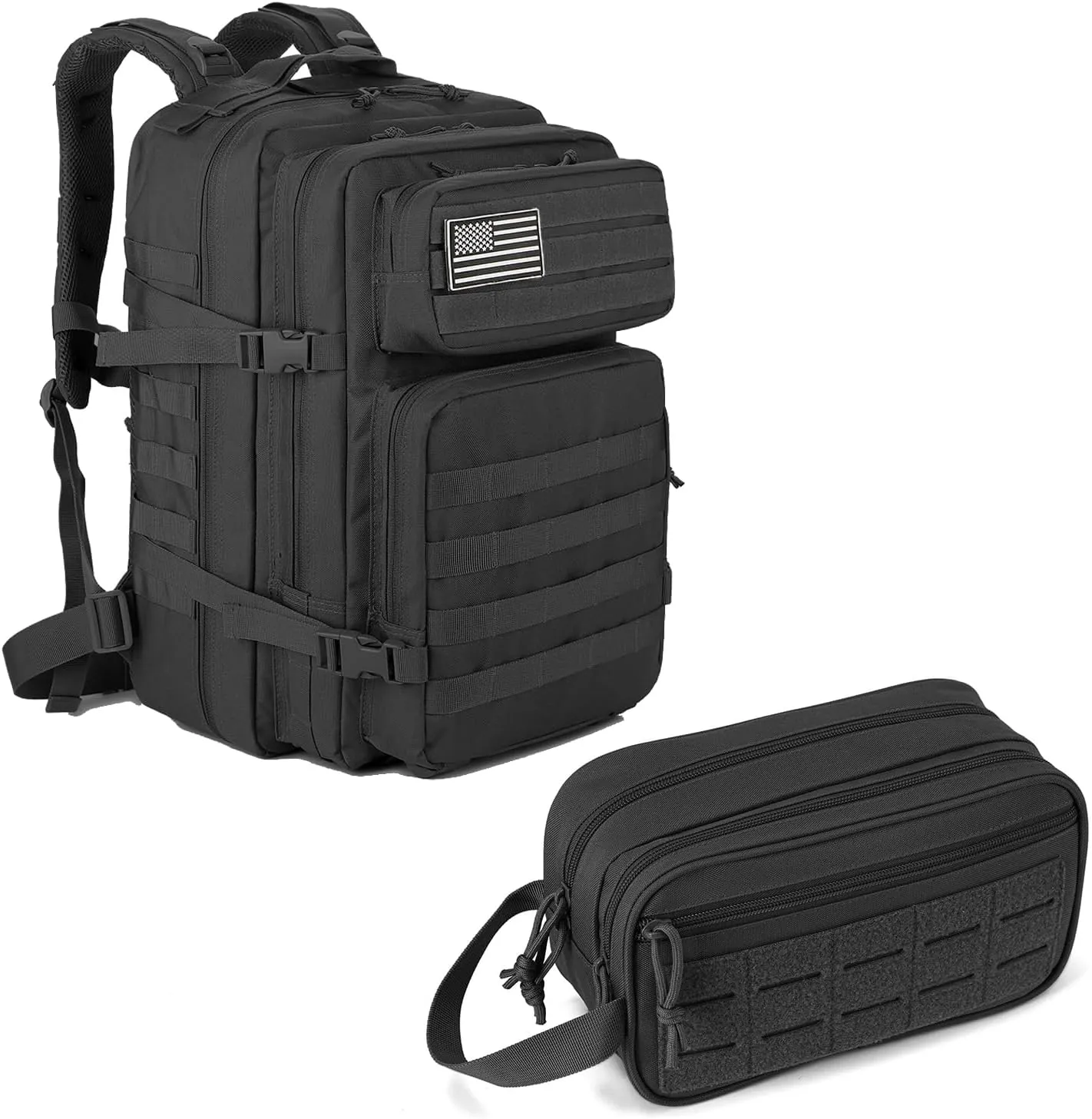QT&QY 45L Tactical backpack & Tactical Toiletry Bag