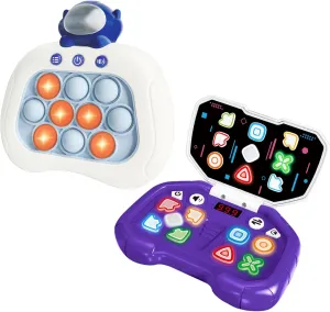 Quick Push Game & Handheld Dance Game, Light Up Push Bubble/Button Game Electronic Brain & Memory Games Stress Relief Sensory Pop Fidget Game Toys Birthday Toy for Kids 3-12