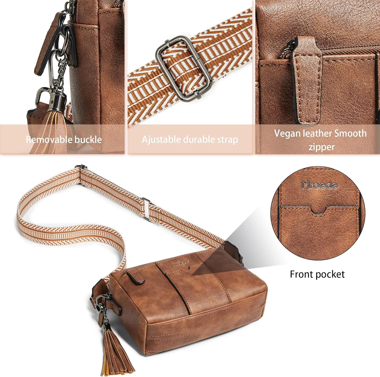 Quilted Crossbody Bags for Women 3-Pockets Crossbody Purses Vegan Leather Shoulder Handbags with Wide Strap