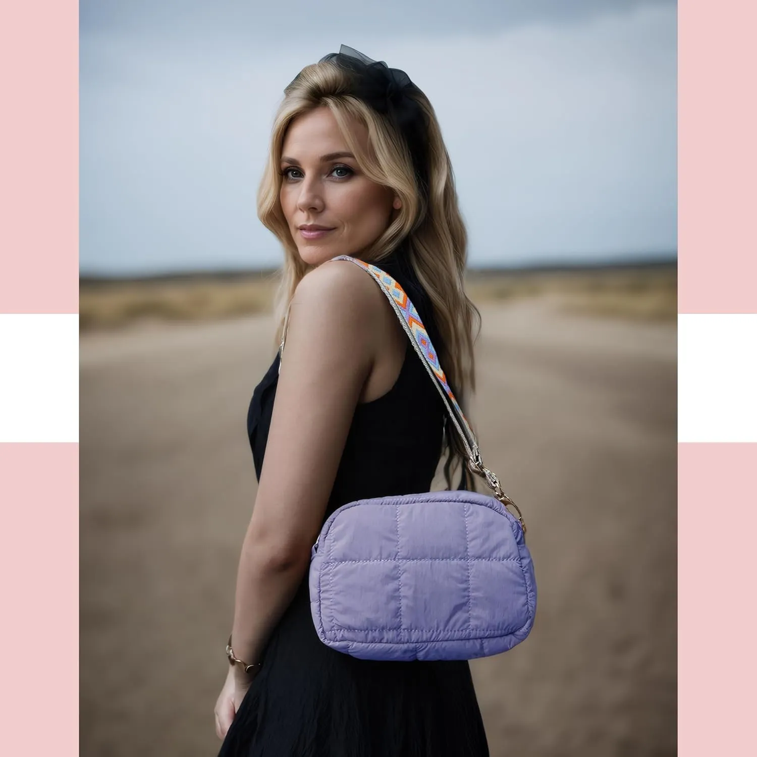 Quilted Crossbody Bags for Women Puffer Shoulder Bag with Adjustable Wide Strap Puffy Dupes Nylon Crossbody Purse
