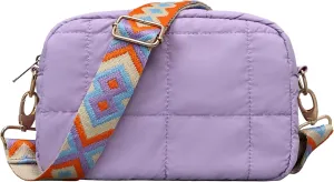 Quilted Crossbody Bags for Women Puffer Shoulder Bag with Adjustable Wide Strap Puffy Dupes Nylon Crossbody Purse