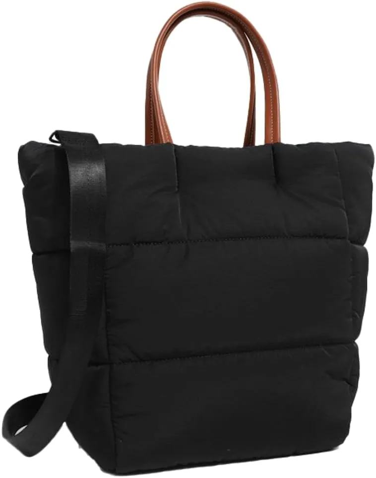 Quilted Tote Bags for Women Large Shoulder Crossbody Bag Padding Down Cotton Handbag Winter Retro Work Purse