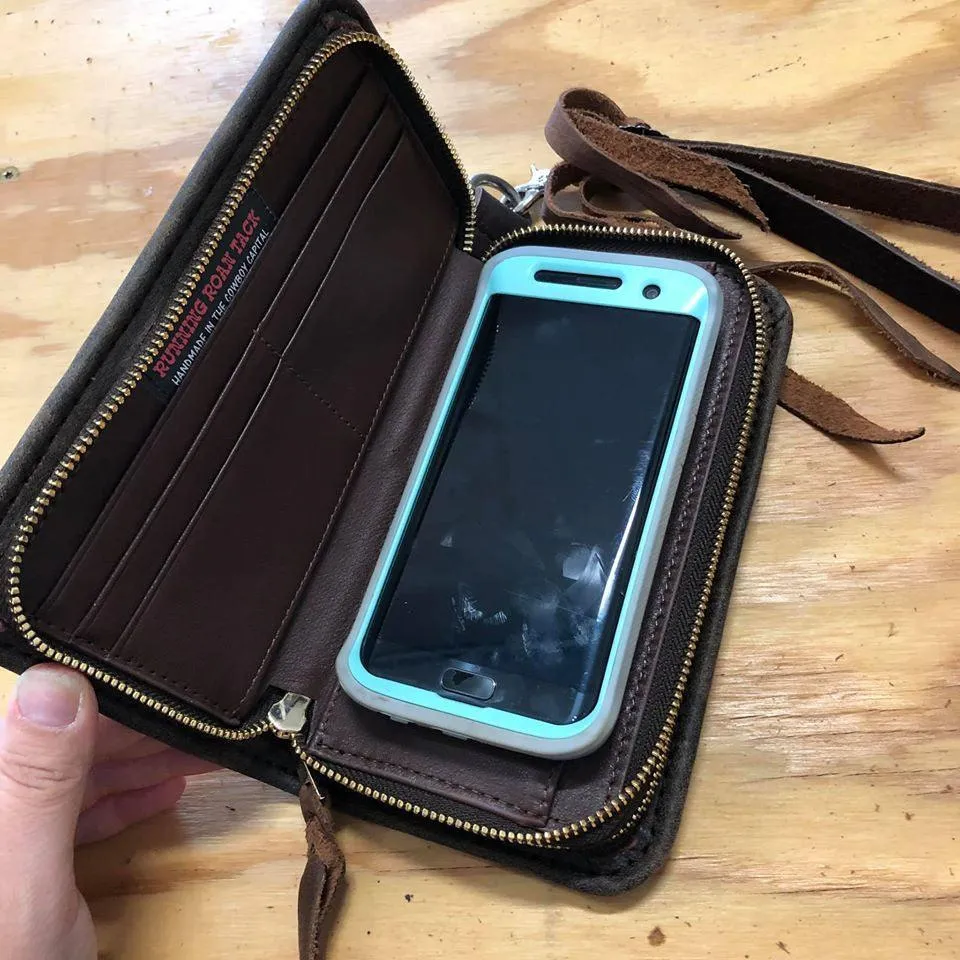 "The Pecos" Crossbody Double Zip Wallet Wristlet Organizer with Salinas, CA Rodeo Patch