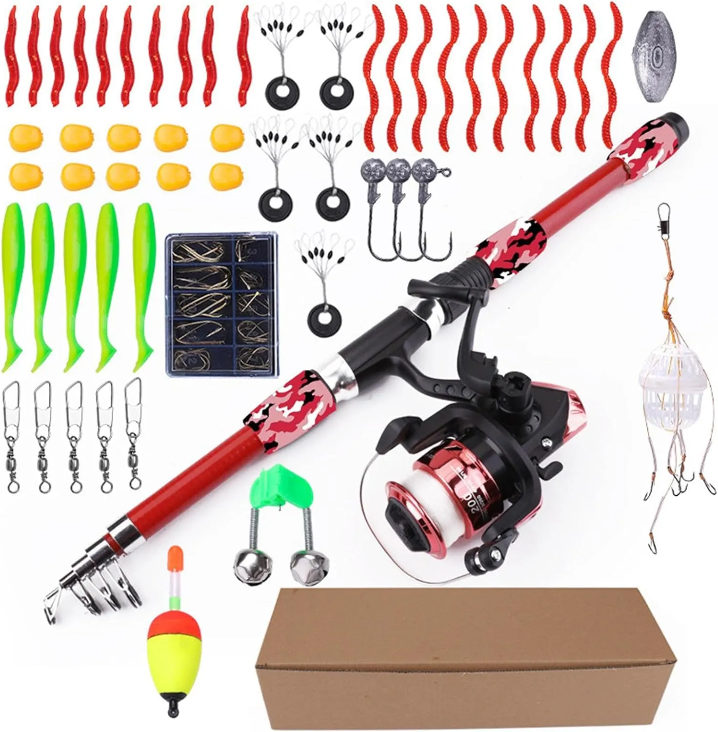 R Rod for Kids | Early Age Equipment | Set of 55 Lightweight Telescopic Rods with Accessories for Freshwater Bass, Trout and Catfish