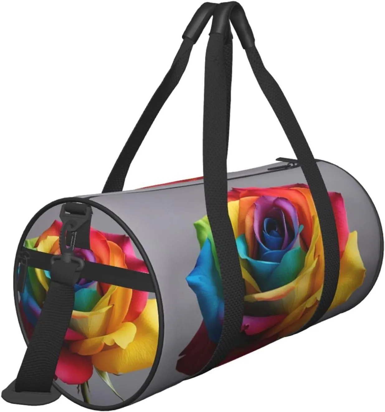 Rainbow Rose Printed Travel Bag,Round Personal Item Storage bag,Foldie Duffel Bag for Traveling Vacation,Fitness,Sports