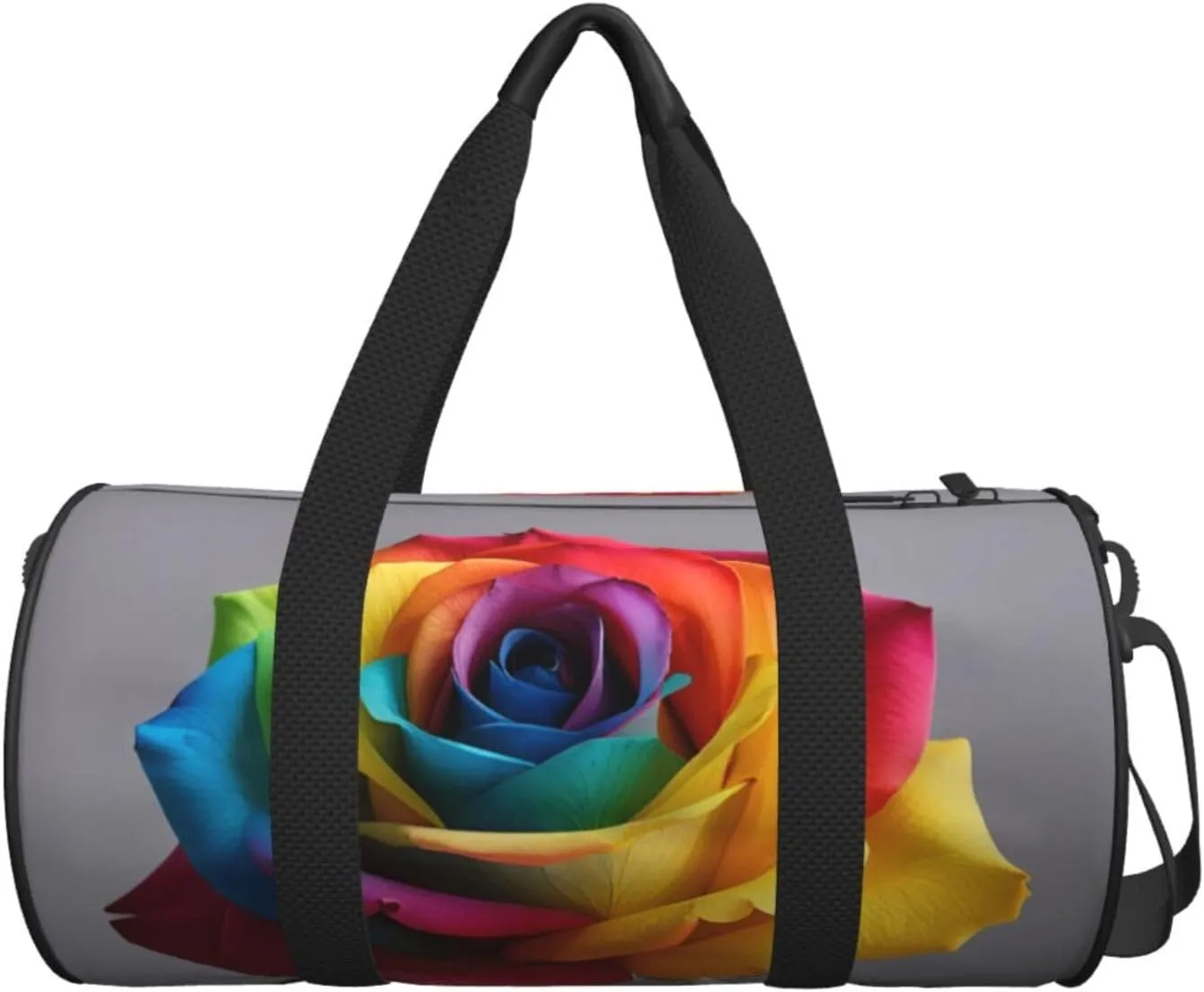 Rainbow Rose Printed Travel Bag,Round Personal Item Storage bag,Foldie Duffel Bag for Traveling Vacation,Fitness,Sports