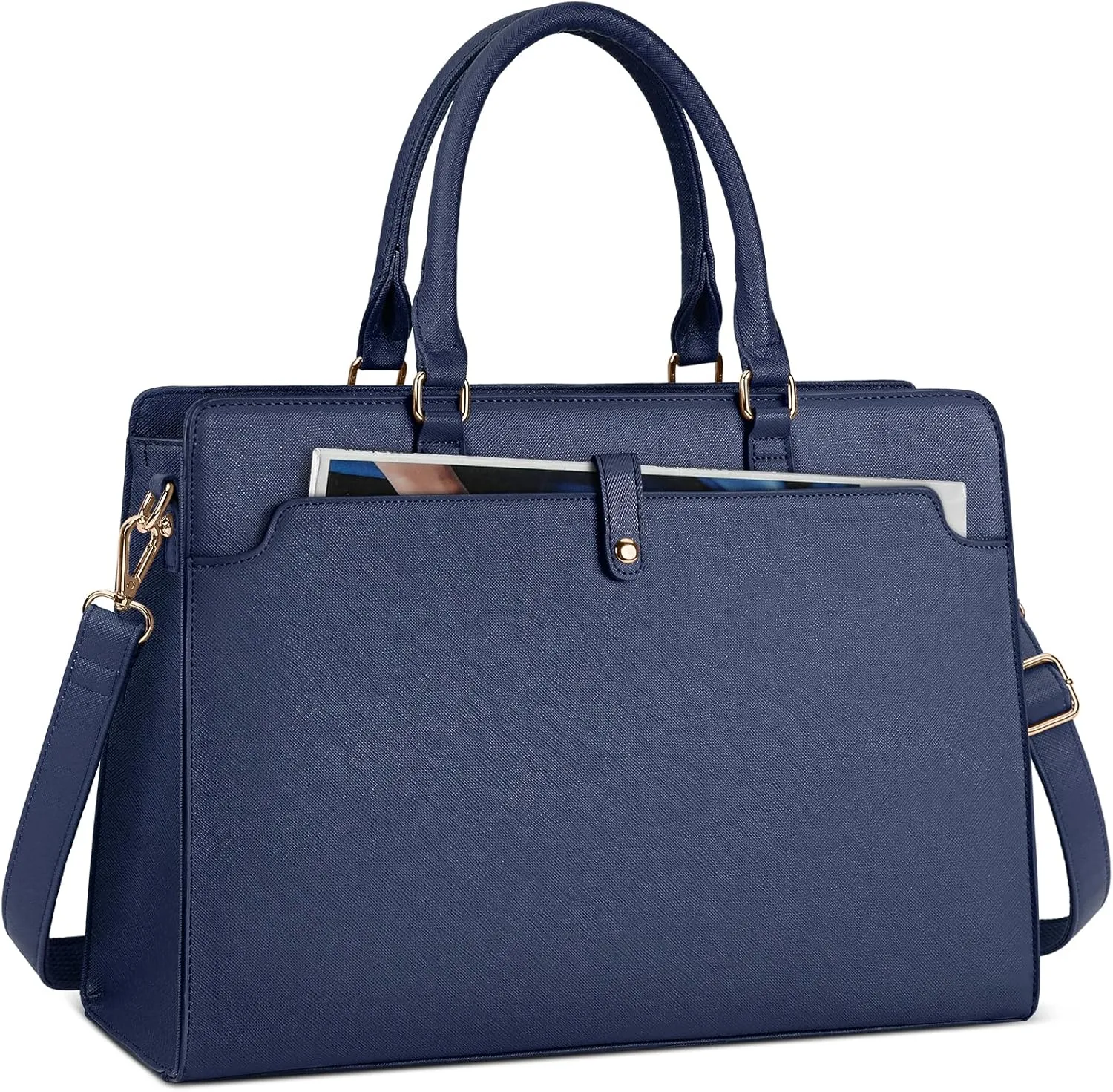 RAINSMORE Laptop Bag for Women 15.6 Inch Laptop Tote Bag Leather Work Bag Waterproof Womens Briefcase Business Office Computer Tote Bag Large Capacity Handbag Shoulder Bag Purple Blue