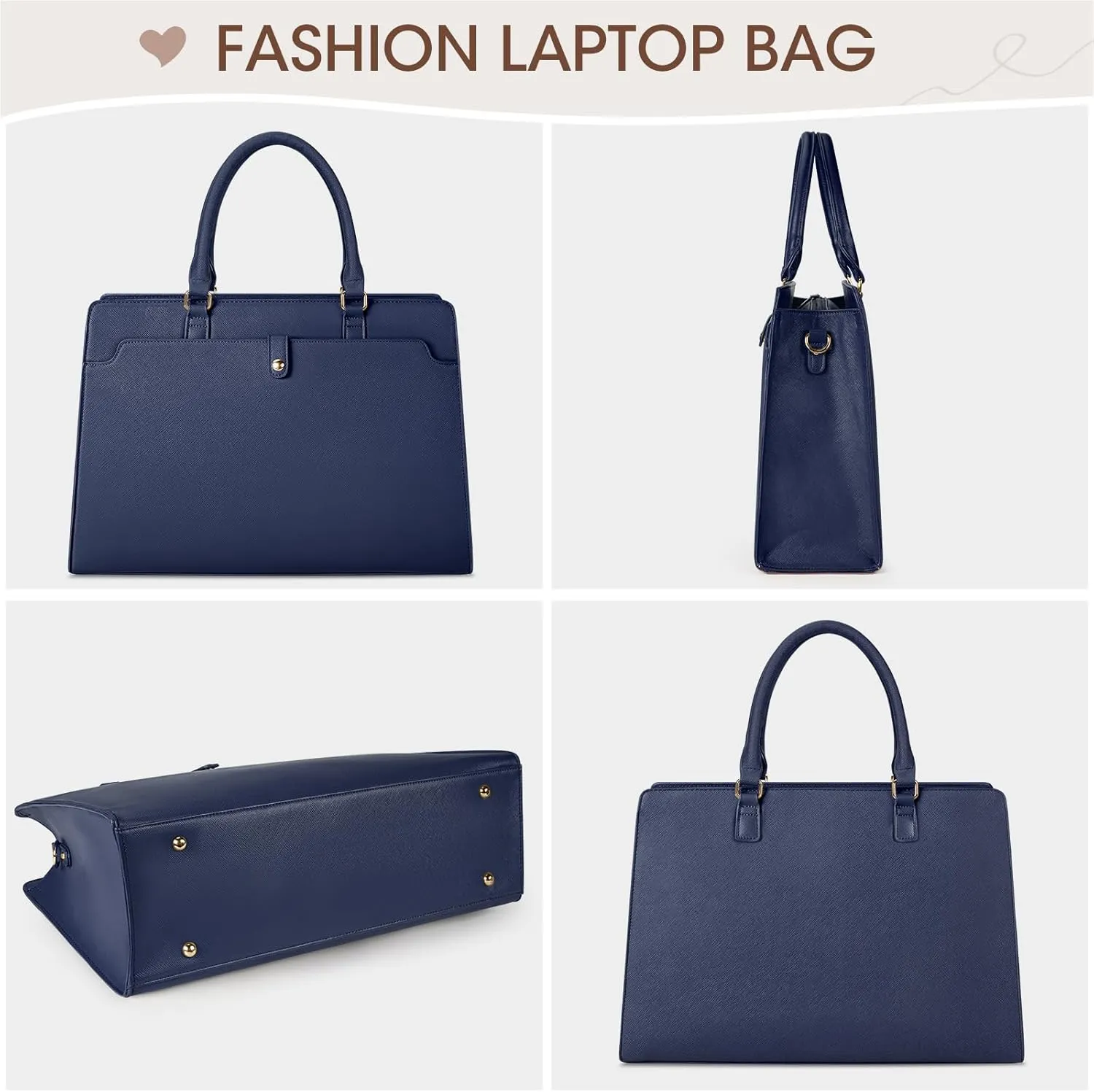 RAINSMORE Laptop Bag for Women 15.6 Inch Laptop Tote Bag Leather Work Bag Waterproof Womens Briefcase Business Office Computer Tote Bag Large Capacity Handbag Shoulder Bag Purple Blue