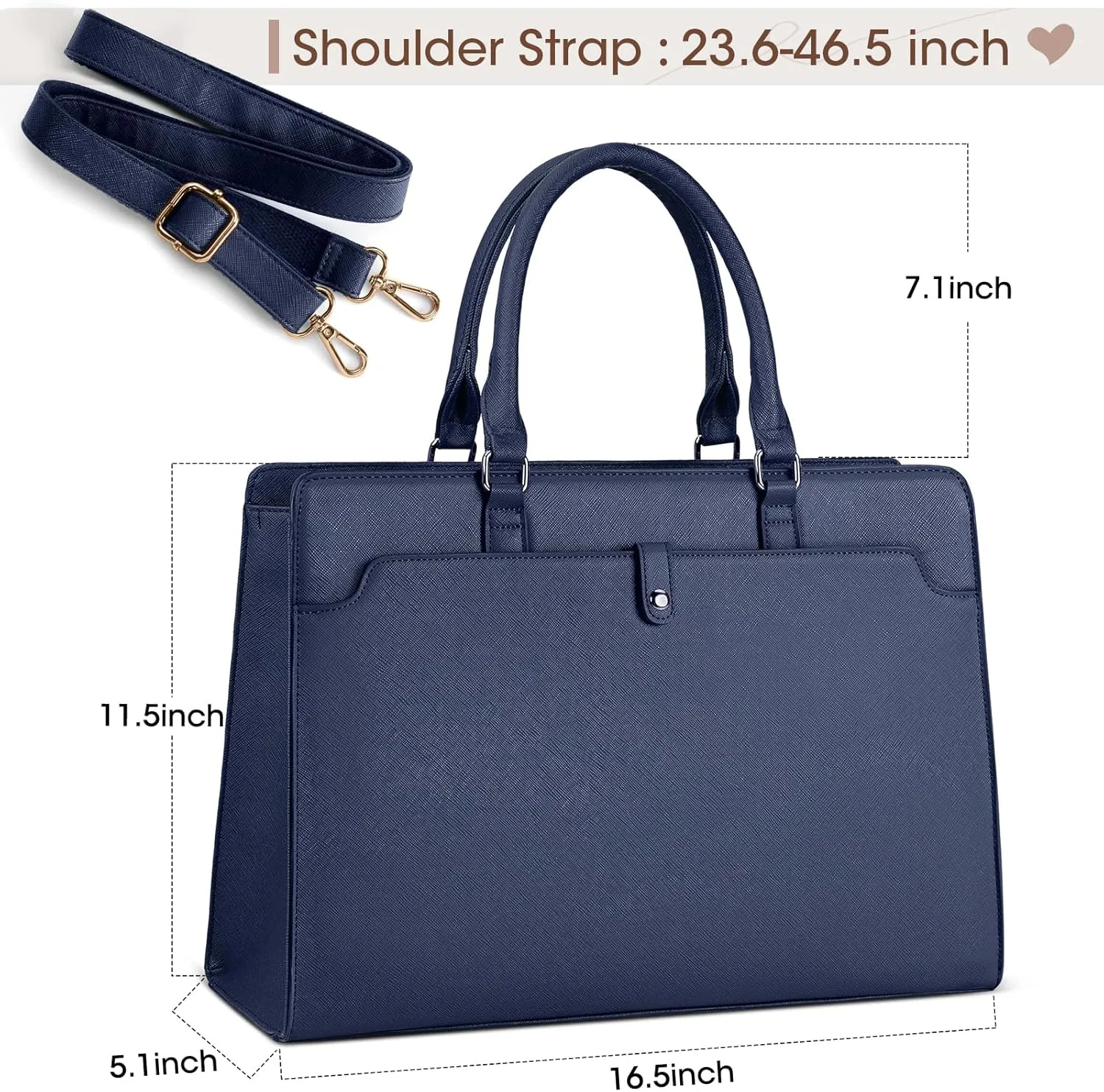 RAINSMORE Laptop Bag for Women 15.6 Inch Laptop Tote Bag Leather Work Bag Waterproof Womens Briefcase Business Office Computer Tote Bag Large Capacity Handbag Shoulder Bag Purple Blue