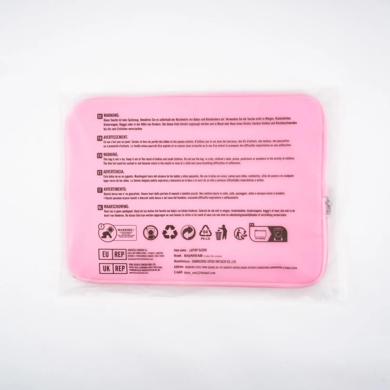 RAINYEAR 15 Inch Laptop Sleeve 15" Protective Soft Case Padded Zipper Cover Carrying Computer Bag Specially Compatible with 15.4" MacBook Pro/Air A3241 A2941 A3114 A1938 A1707 A1990 (Pink)
