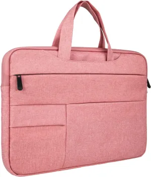 RAINYEAR Laptop Sleeve Carrying Case Compatible with 15 Inch MacBook Pro/Air, Surface Laptop 3/4 15", New XPS 15 Touch Briefcase with Hidden Handle Multiple Pockets Protective Padded Computer Bag,Pink