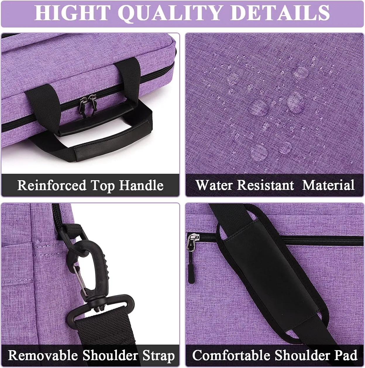 RAVUO Laptop Bag for Women, 15.6 inch Lightweight Shoulder Bag Water Resistant Shockproof Laptop Sleeve Case Business Briefcase with Shoulder Strap Purple
