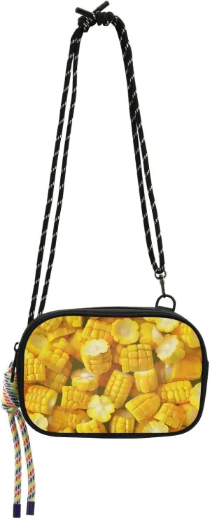 Real Yellow Corn Small Crossbody Bag Mens Beauty with Credit Card Slots Black Handbag For Hiking Traveling bolsa de mano para mujer elegante