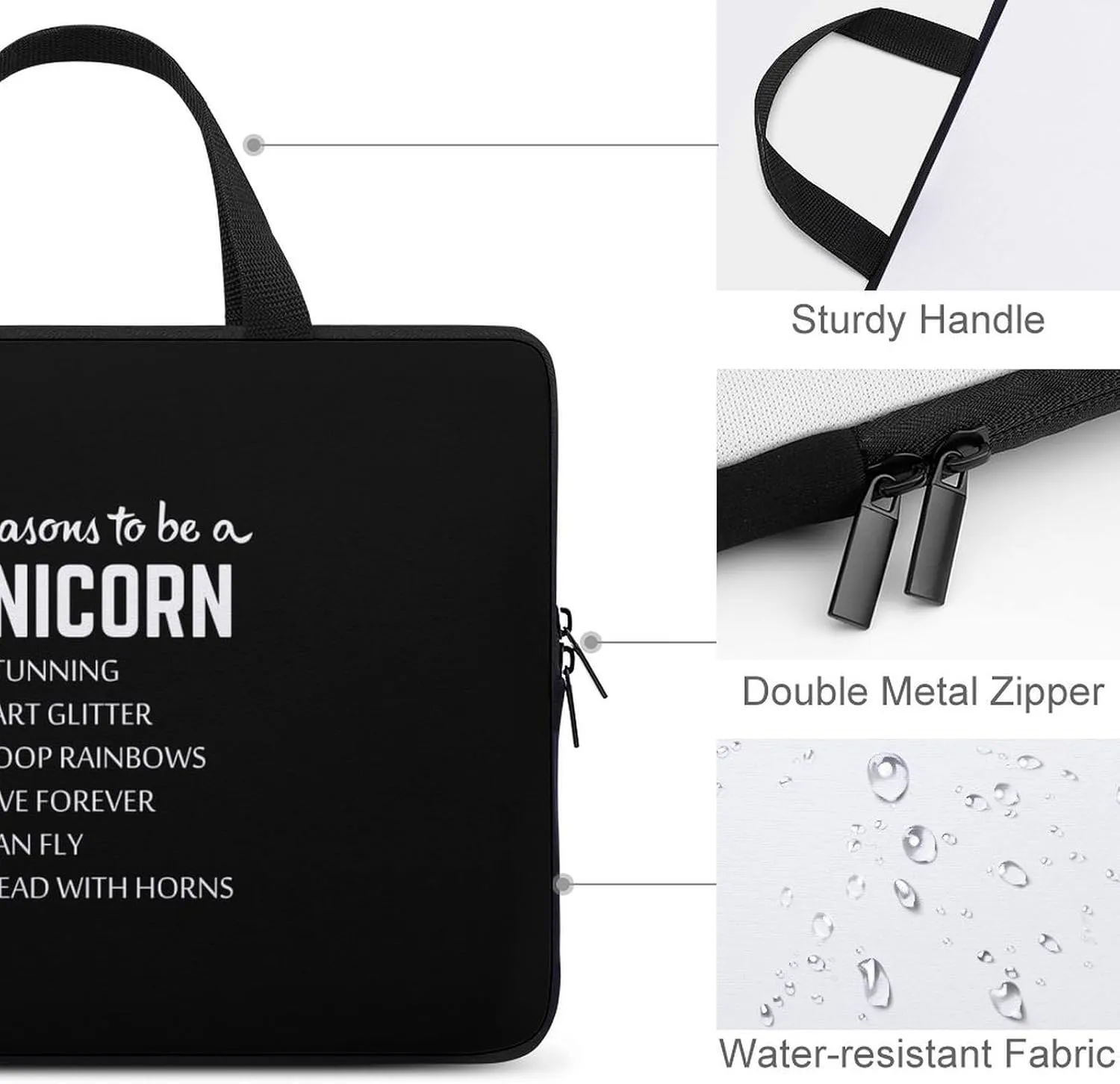 Reasons to Be Unicorn Laptop Sleeve Bag Computer Carrying Case Laptops Protective Cover for Travel Business