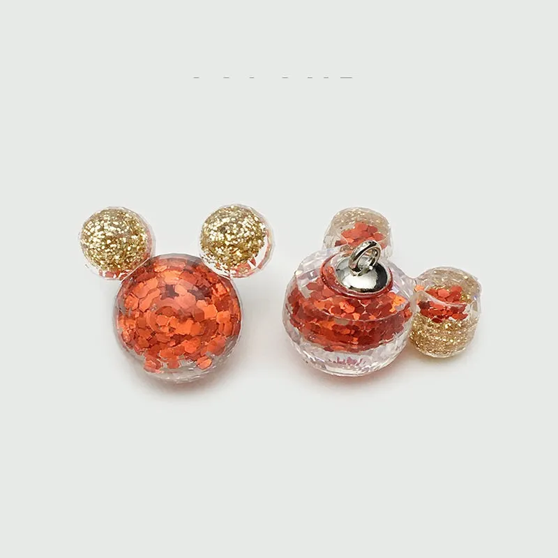 Red Cartoon Glitter Resin Heart Rabbit Flower Buttons 30 Pack(6 Styles)