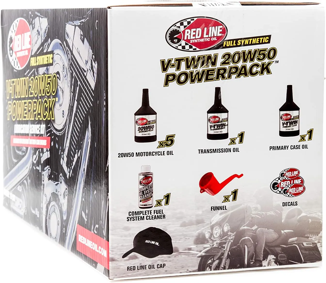 Red Line 90226 Big Twin 20w50 Power Pack Oil Package with K&N High Performance Oil Filter (Complete Kit, Chrome Filter)