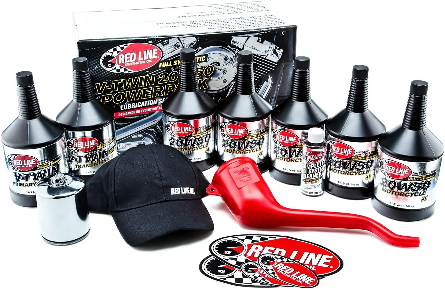 Red Line 90226 Big Twin 20w50 Power Pack Oil Package with K&N High Performance Oil Filter (Complete Kit, Chrome Filter)