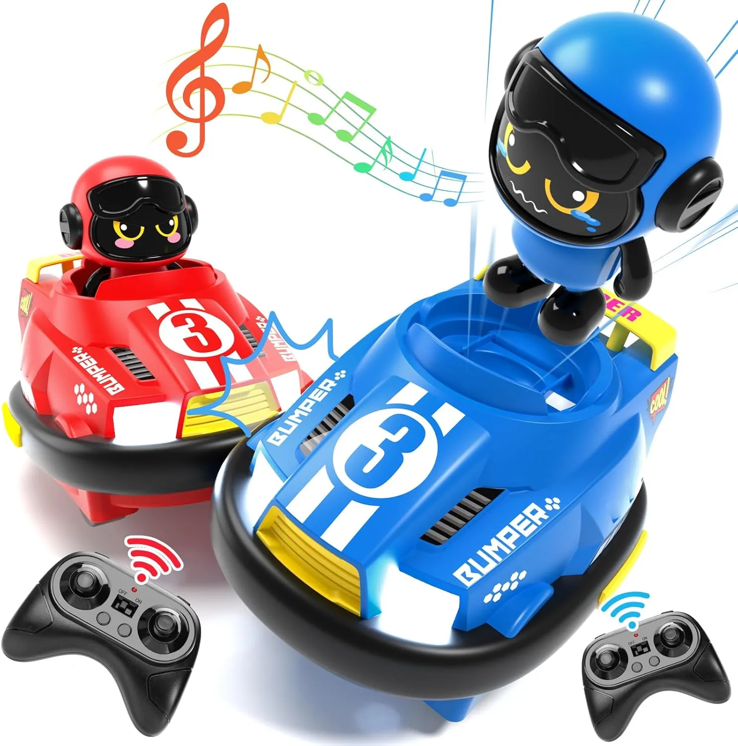 Remote Control Bumper Car Toy Set of 2 Players|Toddlers Mini RC Car Toys with Light & Sound & 360°Rotating|Christmas Birthday Gifts for 2 3 4 5 Year Old Boys Girls Kids Ideas