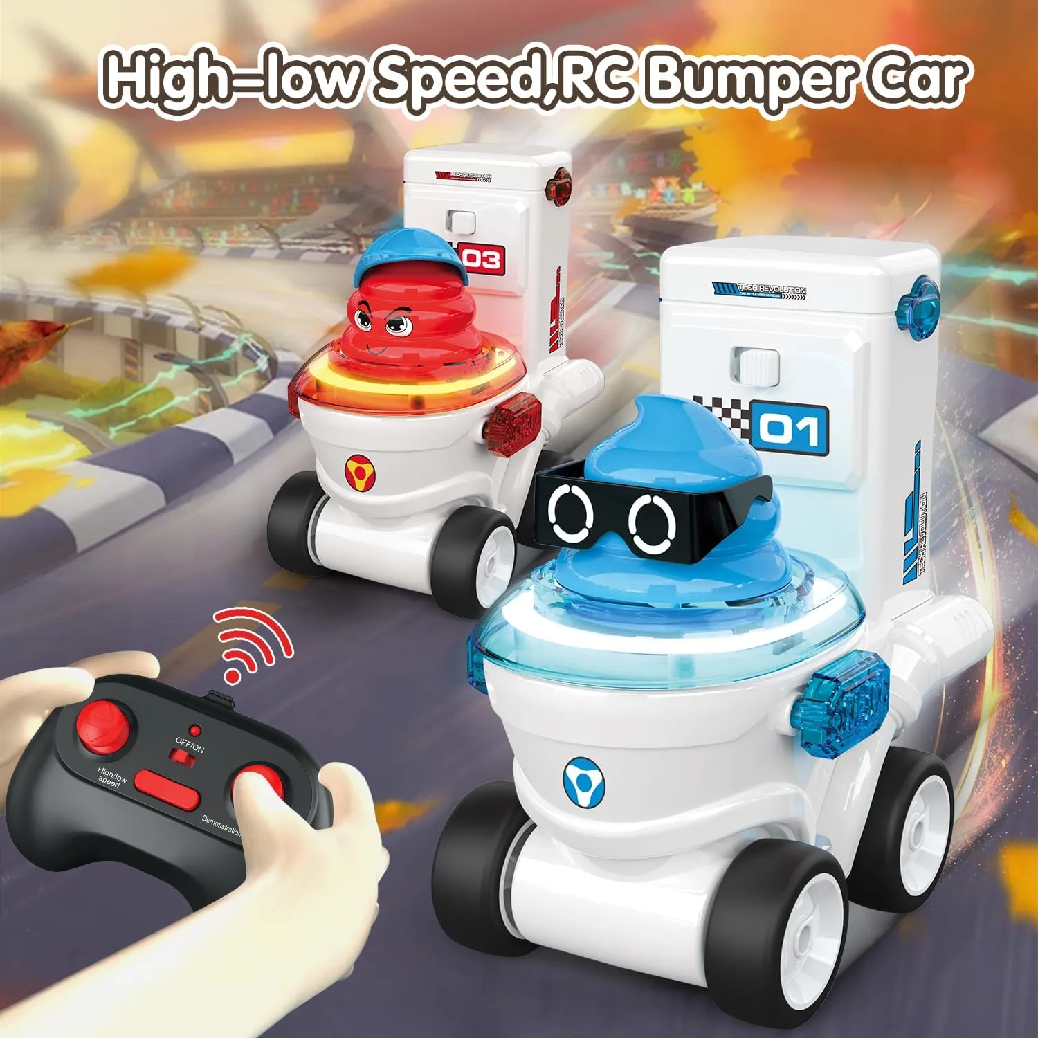 Remote Control Car Toys Set of 2 for Kids Rechargeable RC Car Ejecting Bumper Car with LED Light & Music Effects RC Vehicle Birthday for Kids Age 3 4 5 6 7 8  Family Interaction