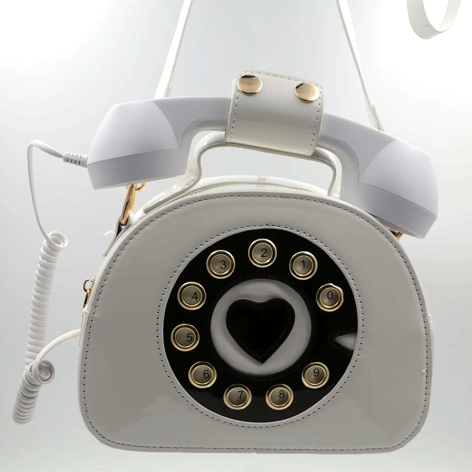Retro dial telephone Crossbody Shoulder Bag,Pu Movable microphone Purse for Women