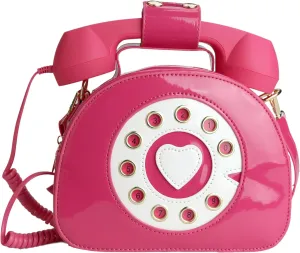 Retro dial telephone Crossbody Shoulder Bag,Pu Movable microphone Purse for Women
