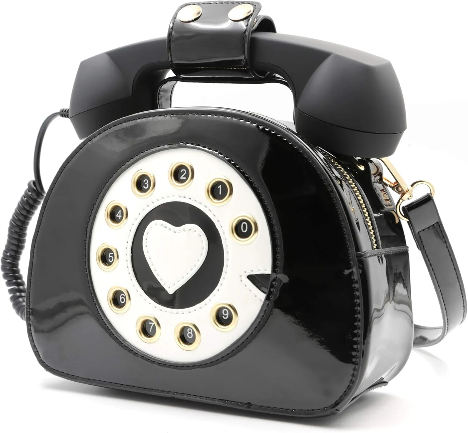 Retro dial telephone Crossbody Shoulder Bag,Pu Movable microphone Purse for Women