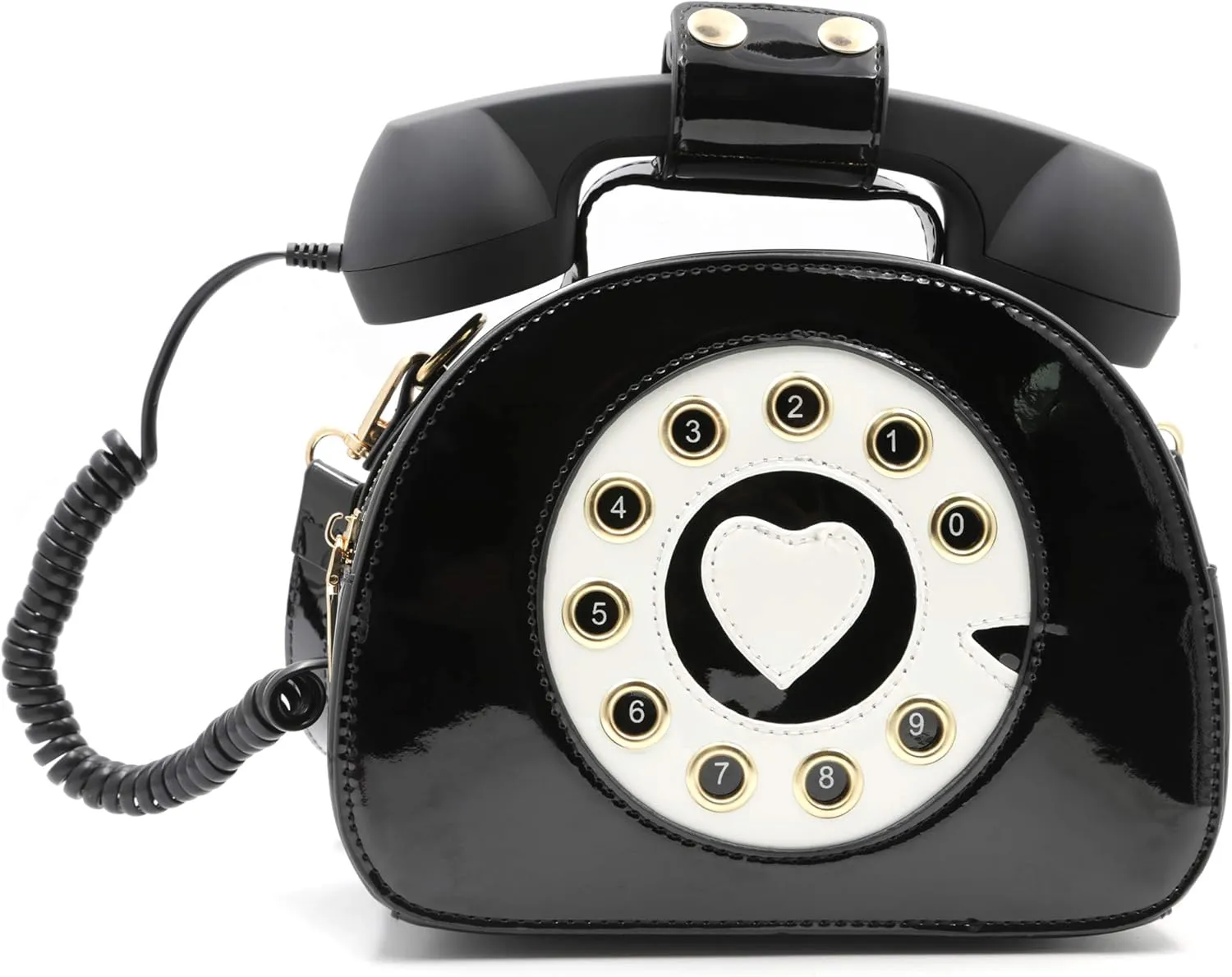 Retro dial telephone Crossbody Shoulder Bag,Pu Movable microphone Purse for Women