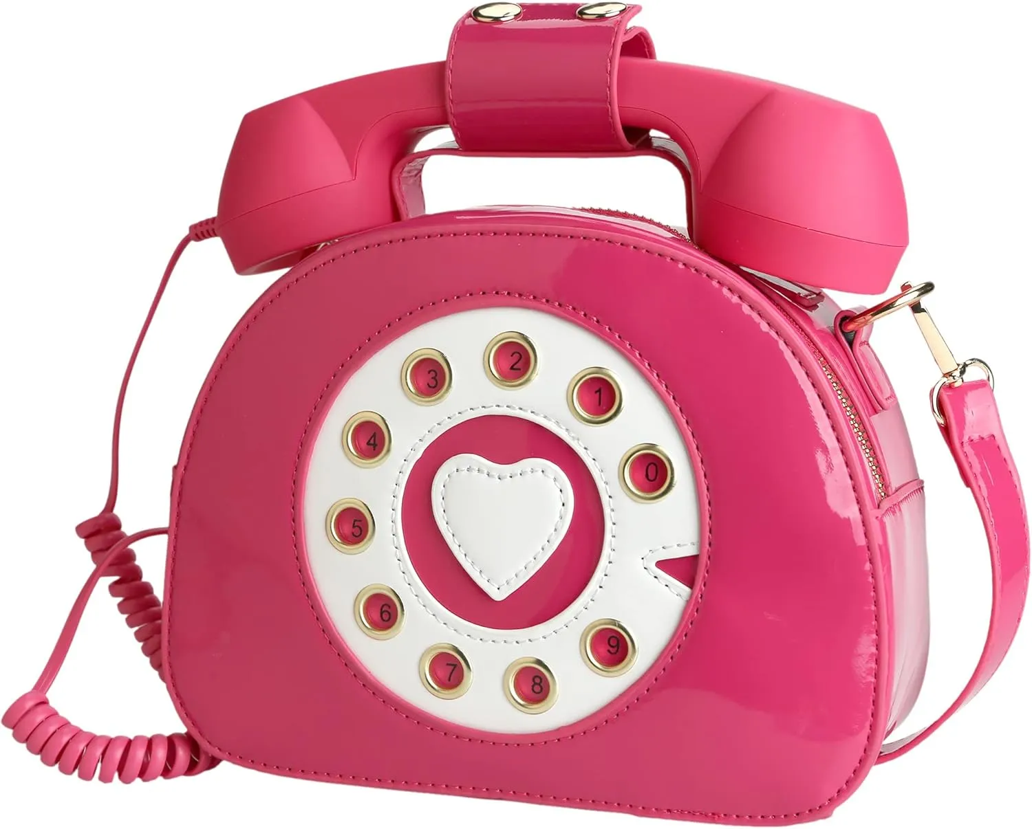 Retro dial telephone Crossbody Shoulder Bag,Pu Movable microphone Purse for Women