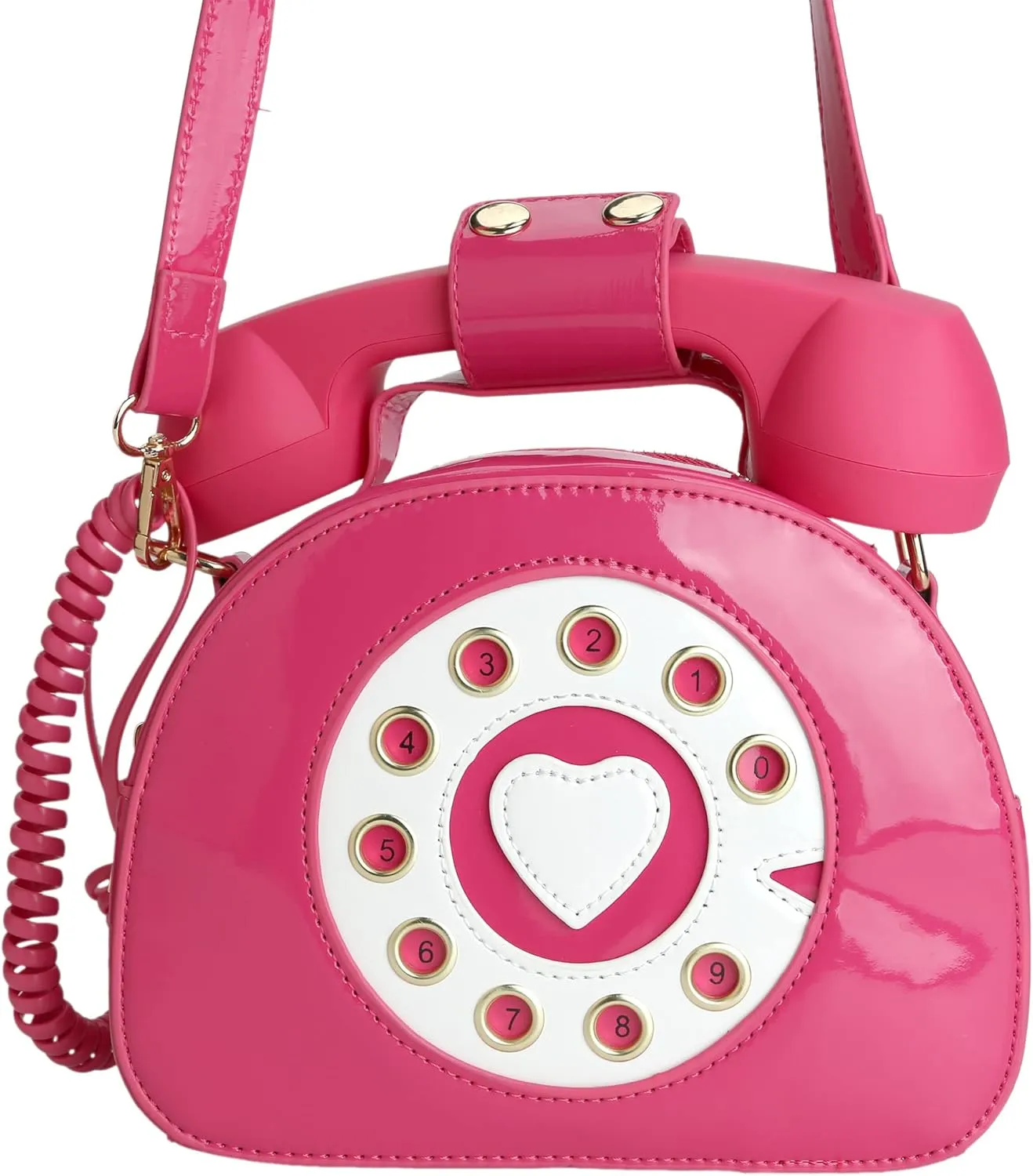 Retro dial telephone Crossbody Shoulder Bag,Pu Movable microphone Purse for Women