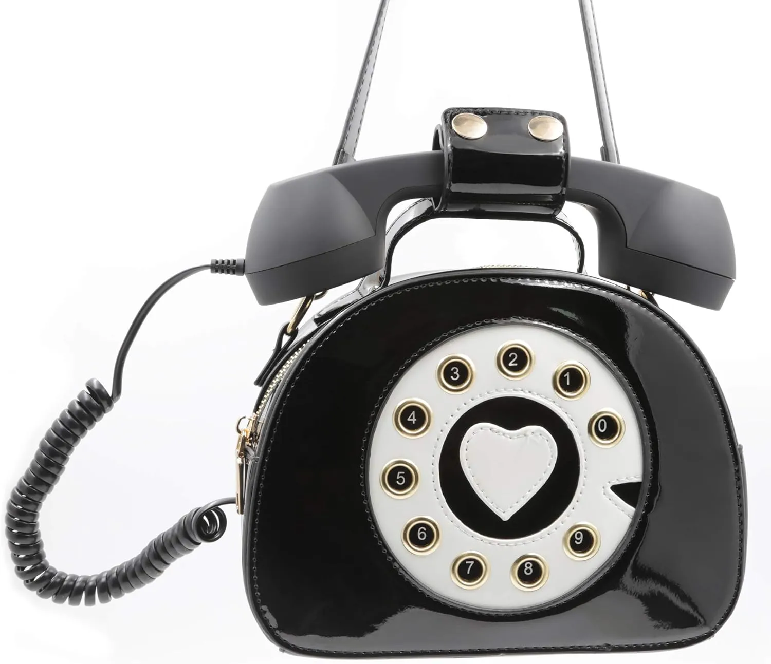 Retro dial telephone Crossbody Shoulder Bag,Pu Movable microphone Purse for Women