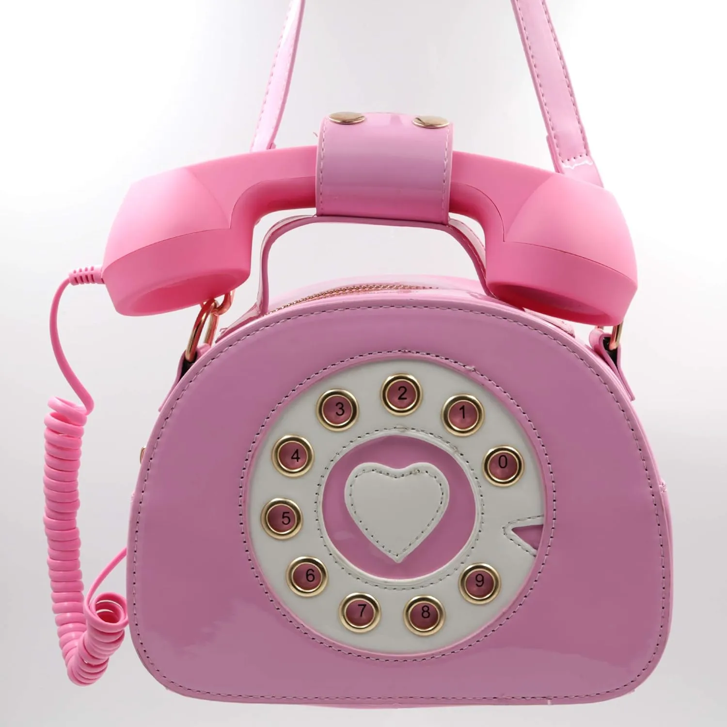 Retro dial telephone Crossbody Shoulder Bag,Pu Movable microphone Purse for Women