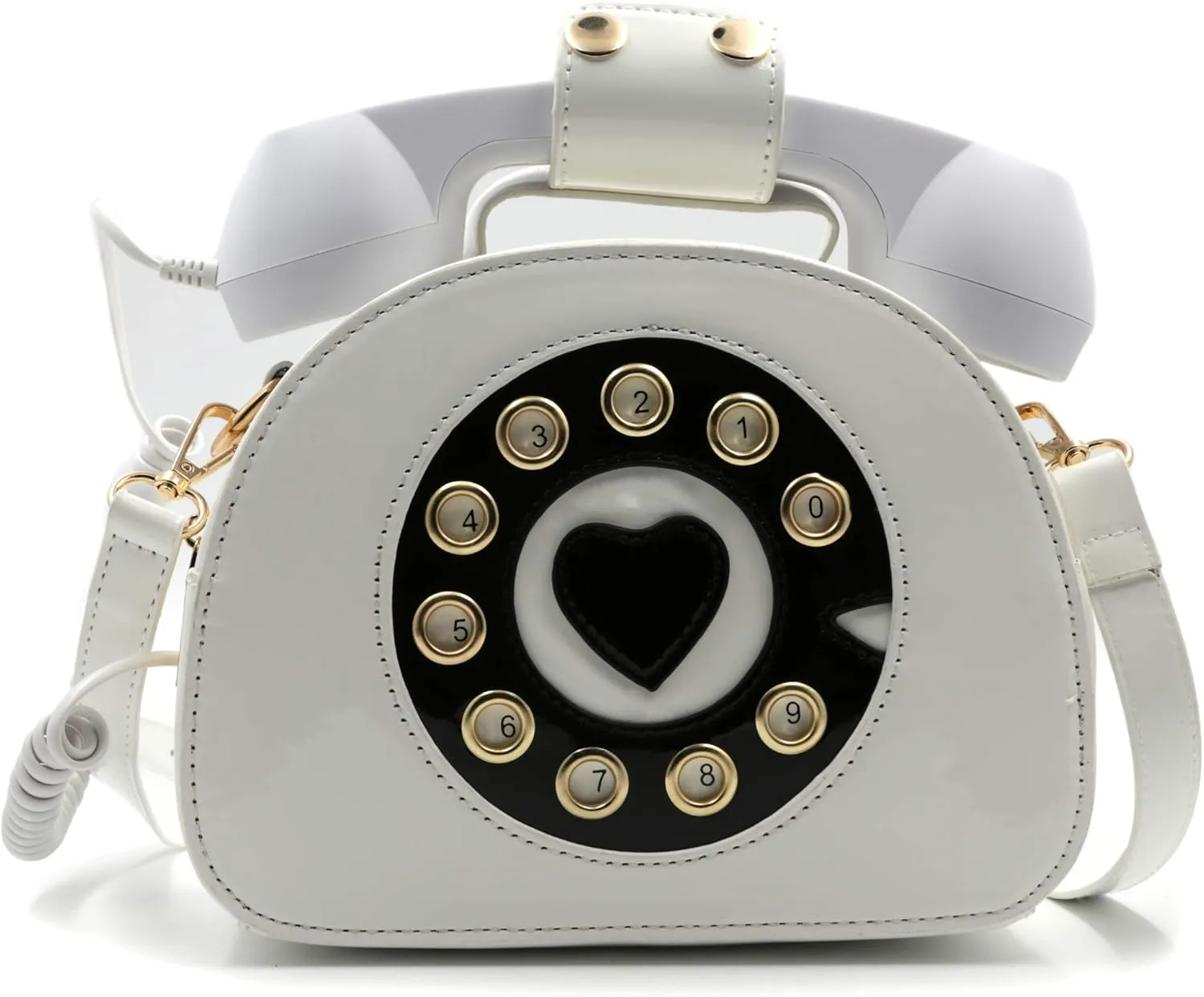 Retro dial telephone Crossbody Shoulder Bag,Pu Movable microphone Purse for Women