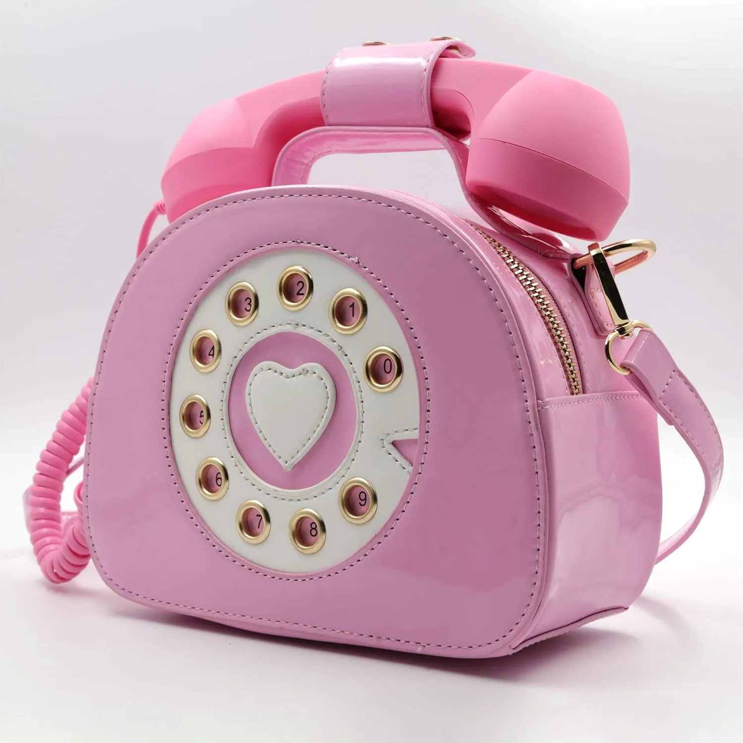 Retro dial telephone Crossbody Shoulder Bag,Pu Movable microphone Purse for Women