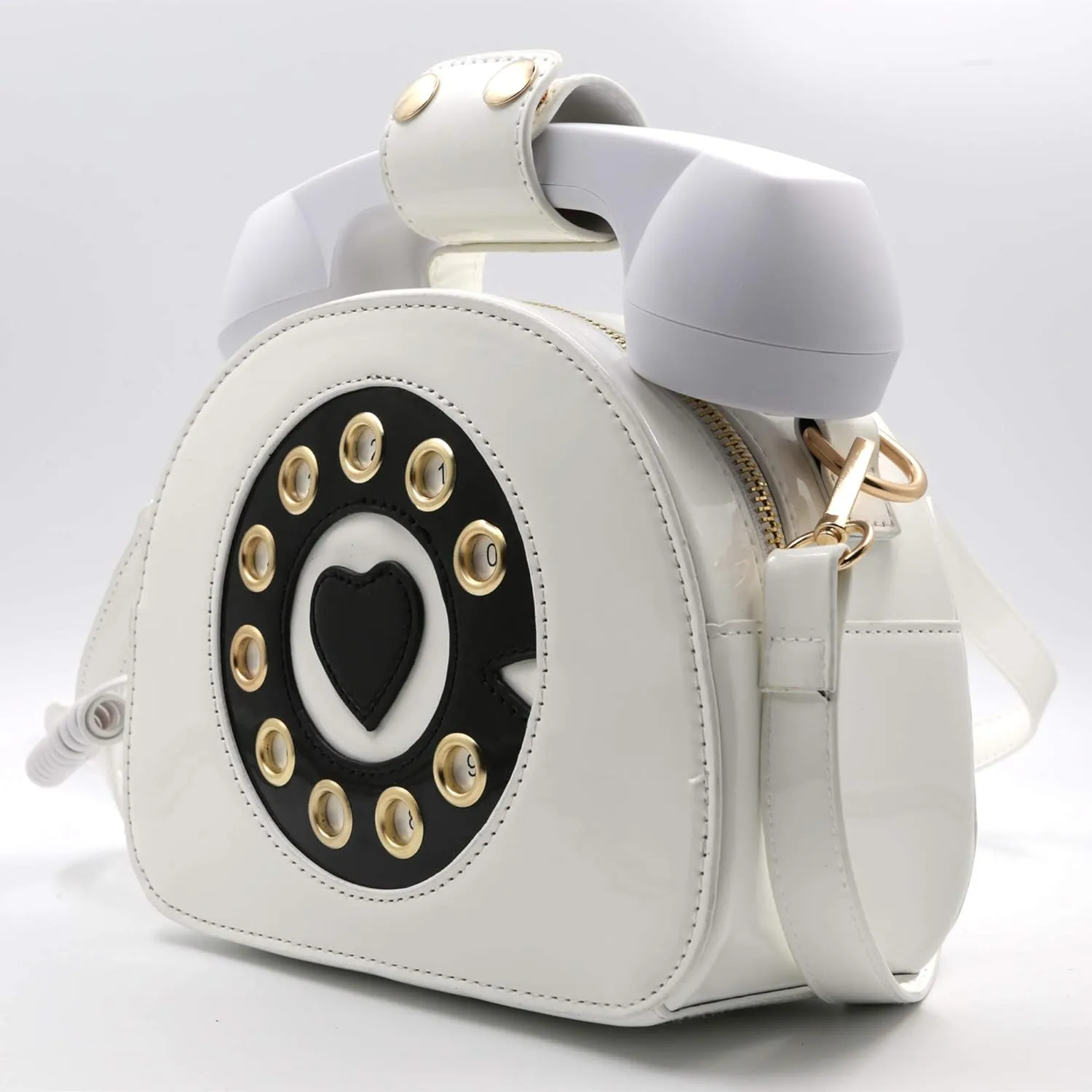 Retro dial telephone Crossbody Shoulder Bag,Pu Movable microphone Purse for Women