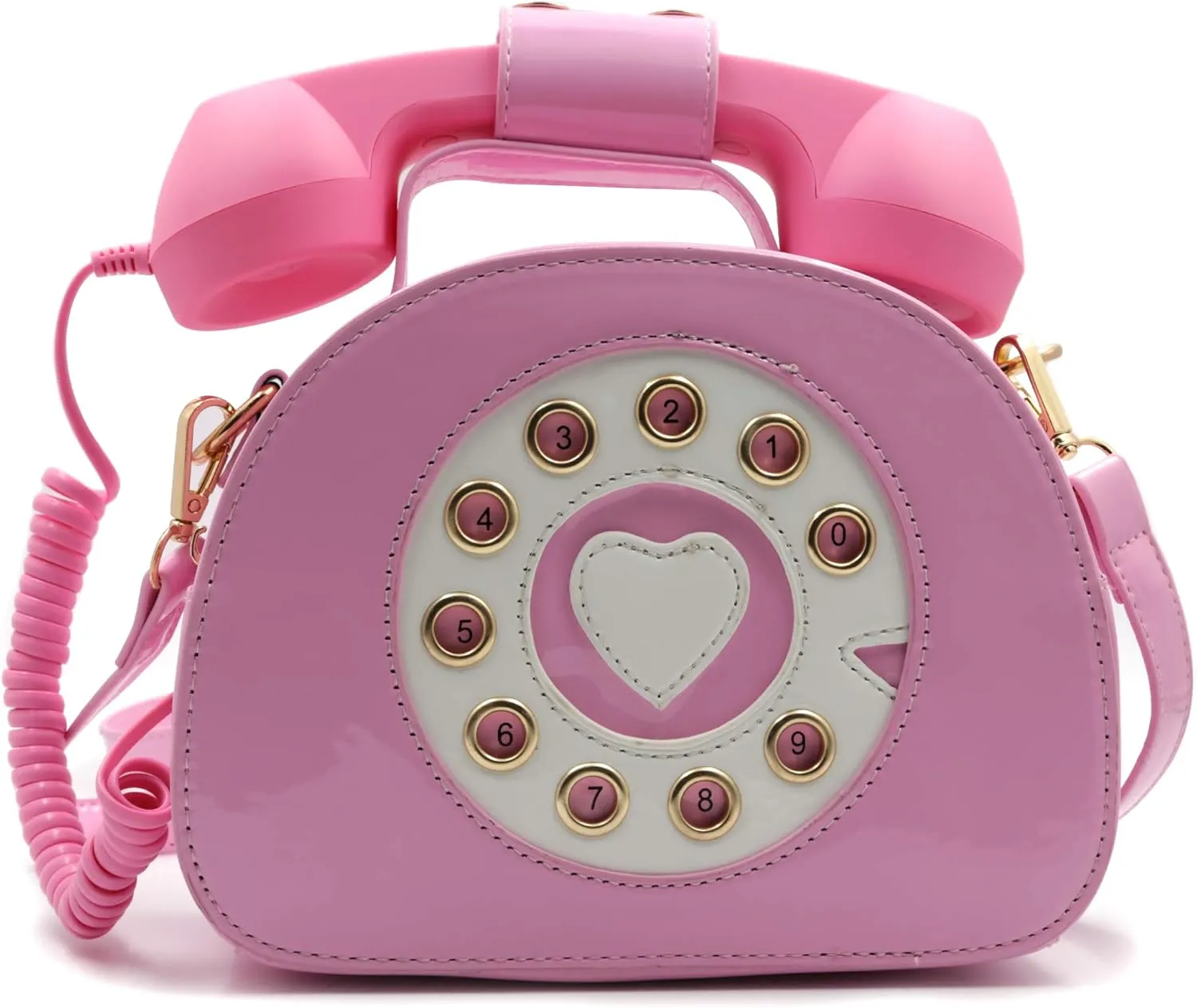 Retro dial telephone Crossbody Shoulder Bag,Pu Movable microphone Purse for Women