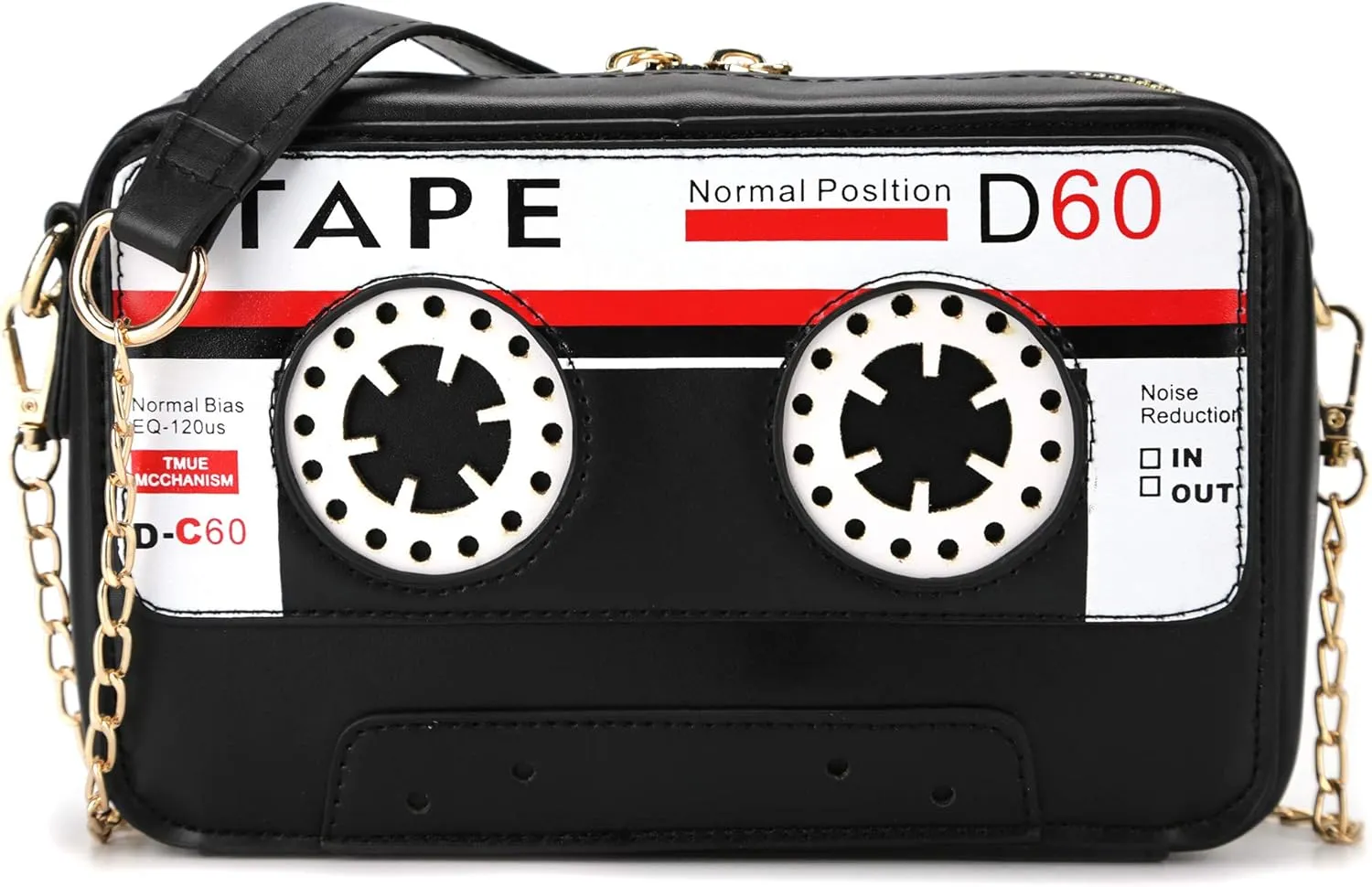 Retro Tape Shaped Evening Purse,PU Audio Cassette Crossbody HandBag for Women