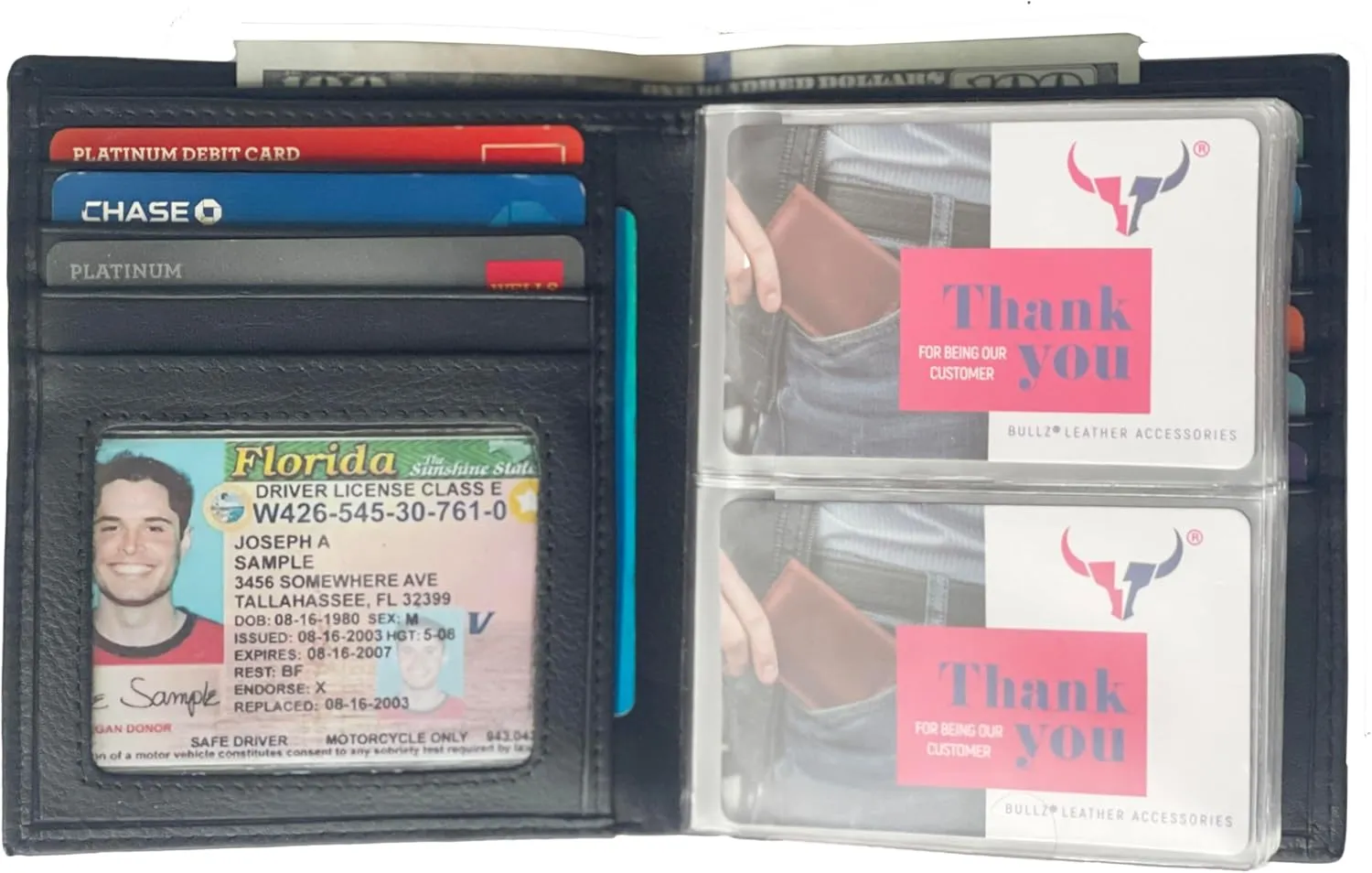 RFID Leather European Bifold Hipster Mens Wallet With Heavy Duty Vinyl Wallet Insert (Gray)