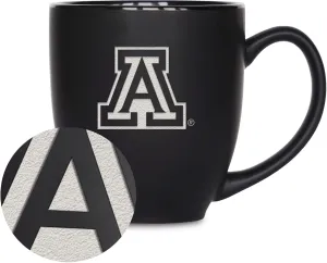 Rico Industries NCAA Schools (A & B) Standard 15oz Laser Engraved Matte Black Ceramic Bistro Mug - For Hot or Cold Drinks