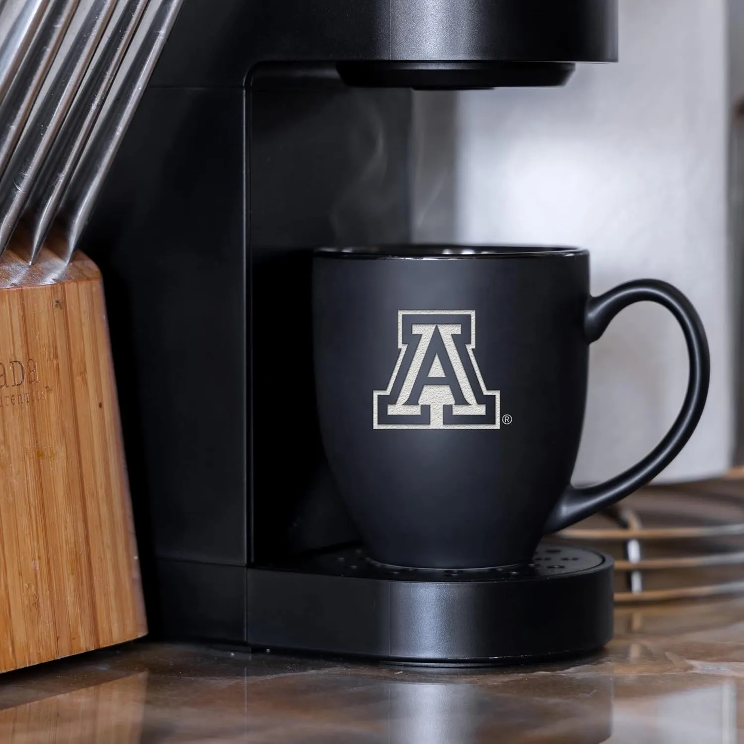 Rico Industries NCAA Schools (A & B) Standard 15oz Laser Engraved Matte Black Ceramic Bistro Mug - For Hot or Cold Drinks
