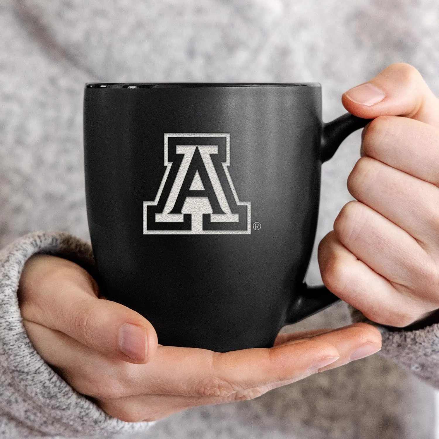 Rico Industries NCAA Schools (A & B) Standard 15oz Laser Engraved Matte Black Ceramic Bistro Mug - For Hot or Cold Drinks