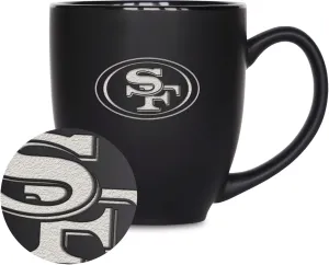 Rico Industries NFL Football 15oz Matte Black Bistro Mug - For Hot or Cold Drinks - Team Logo Etched For Unique Feel