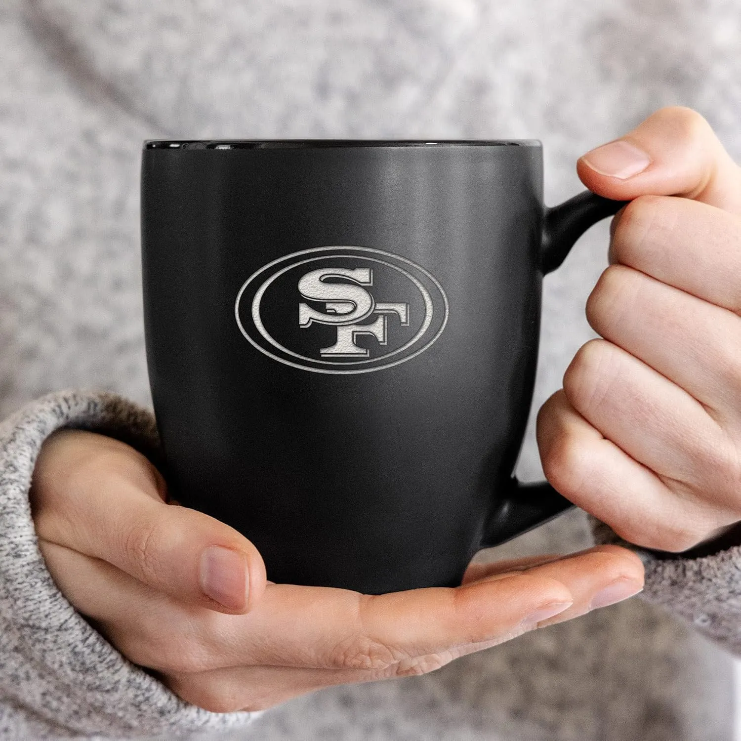 Rico Industries NFL Football 15oz Matte Black Bistro Mug - For Hot or Cold Drinks - Team Logo Etched For Unique Feel
