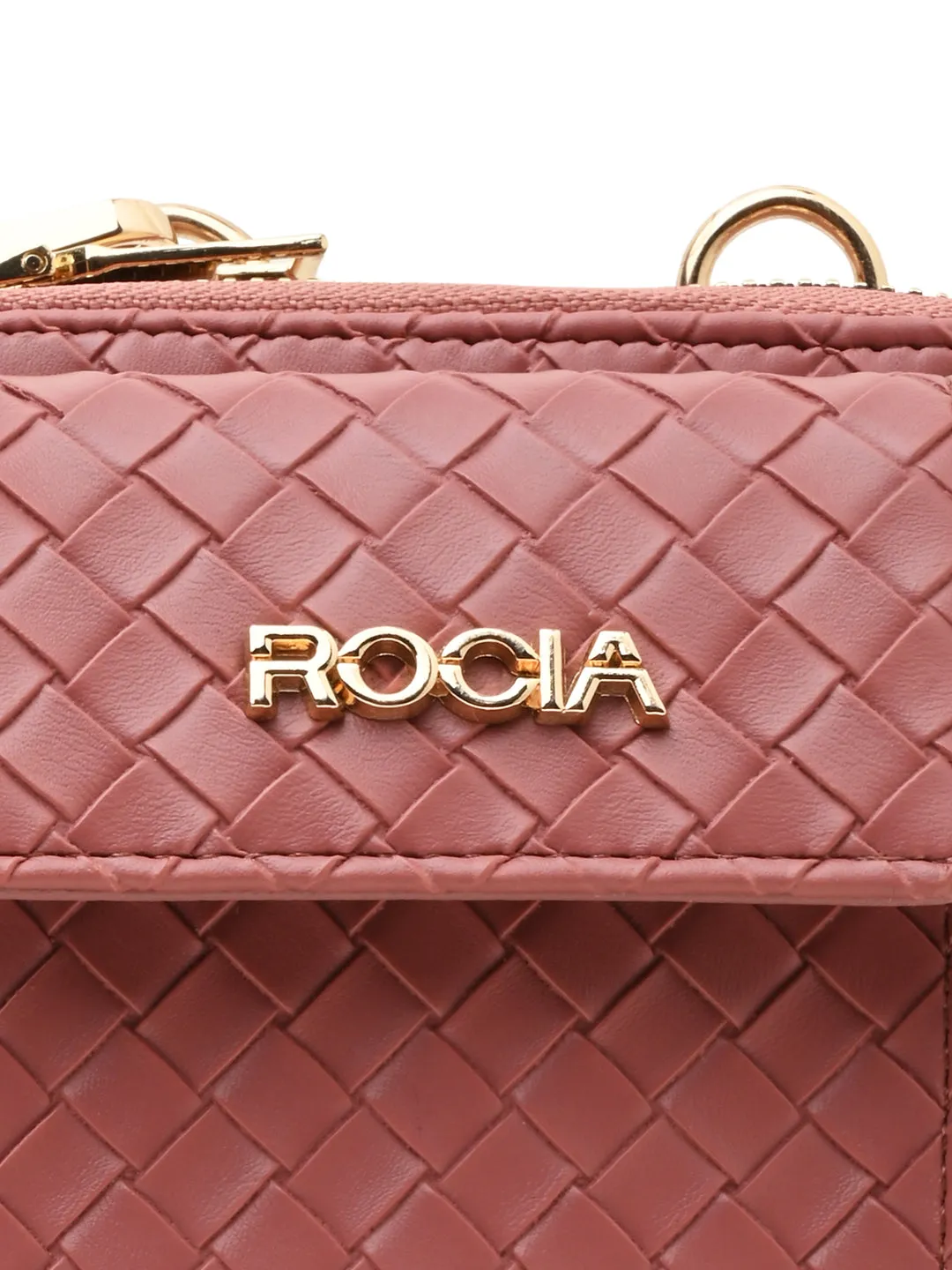 Rocia By Regal Pink Women Woven Textured Mobile Wallet Crossbody
